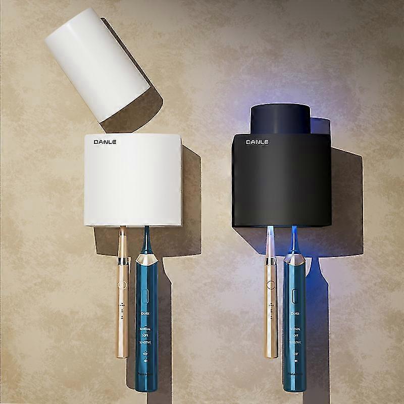 حامل تخزين صندوق تطهير مطهر فرشاة الأسنان (أبيض ، أسود ، 2 قطعة)