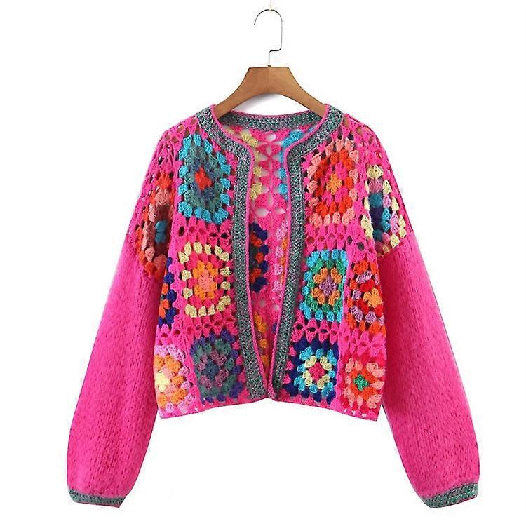 2023 Primăvară New Ethnic Style Contrast Color Croșetat Hollow Tricotat Cardigan pentru femei