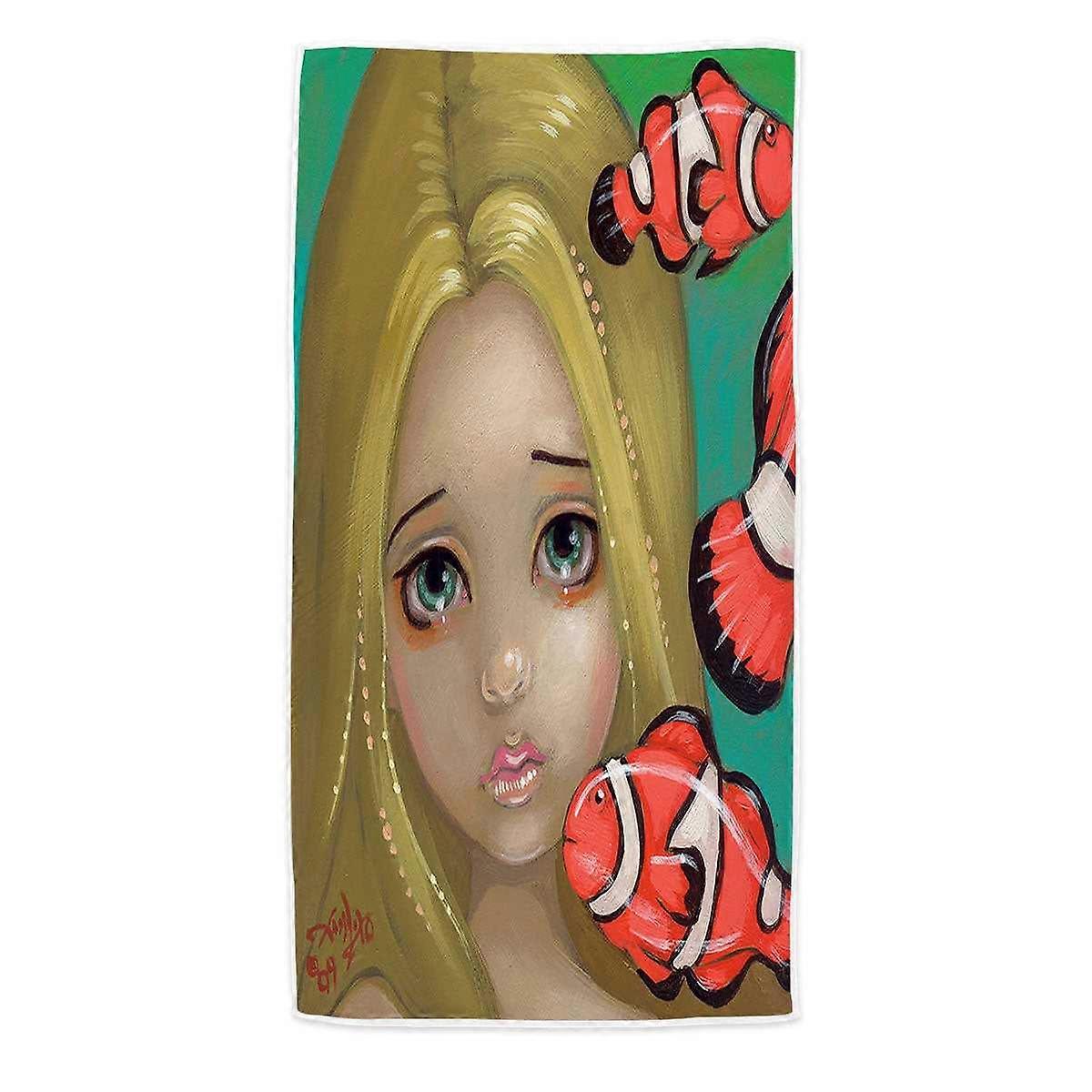 Faces of Faery #8 Girl and Clownfish Microfiber Beach Towel