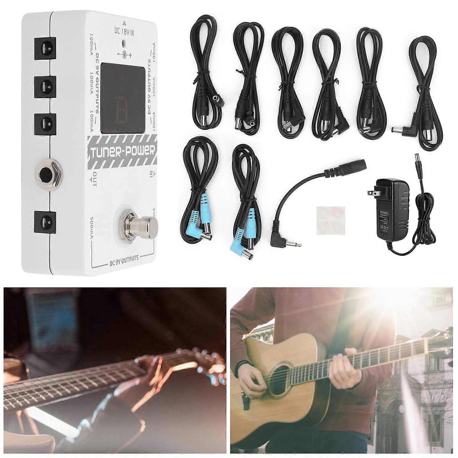 Tuner Power Supply 2-in-1 Electric Guitar Tuning Effects with 8-Way Isolated Outputs and Accessories[us plug100-240v]
