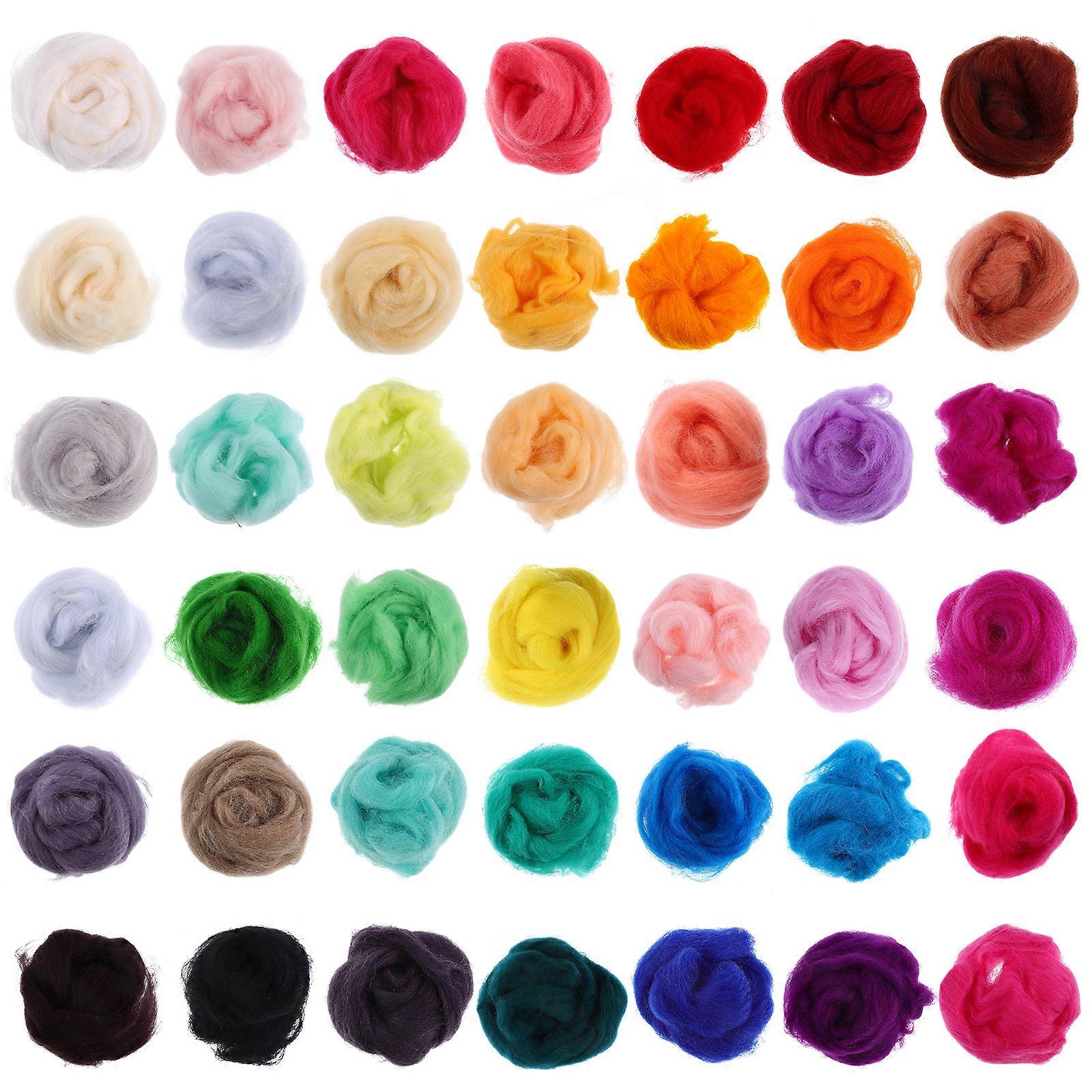 40pcs Fibre Wool Yarn Roving Needle Wool Fibre Colorful DIY Felting Wool Felting Yarn Supplies