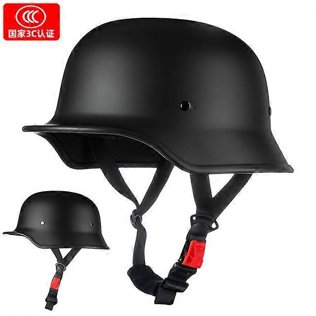 Casco soldato tedesco Moto per Harley Retro Mezzo casco moto Casco moto Estate 3C Certificazione Scoop Casco Cruise Car nero opaco M