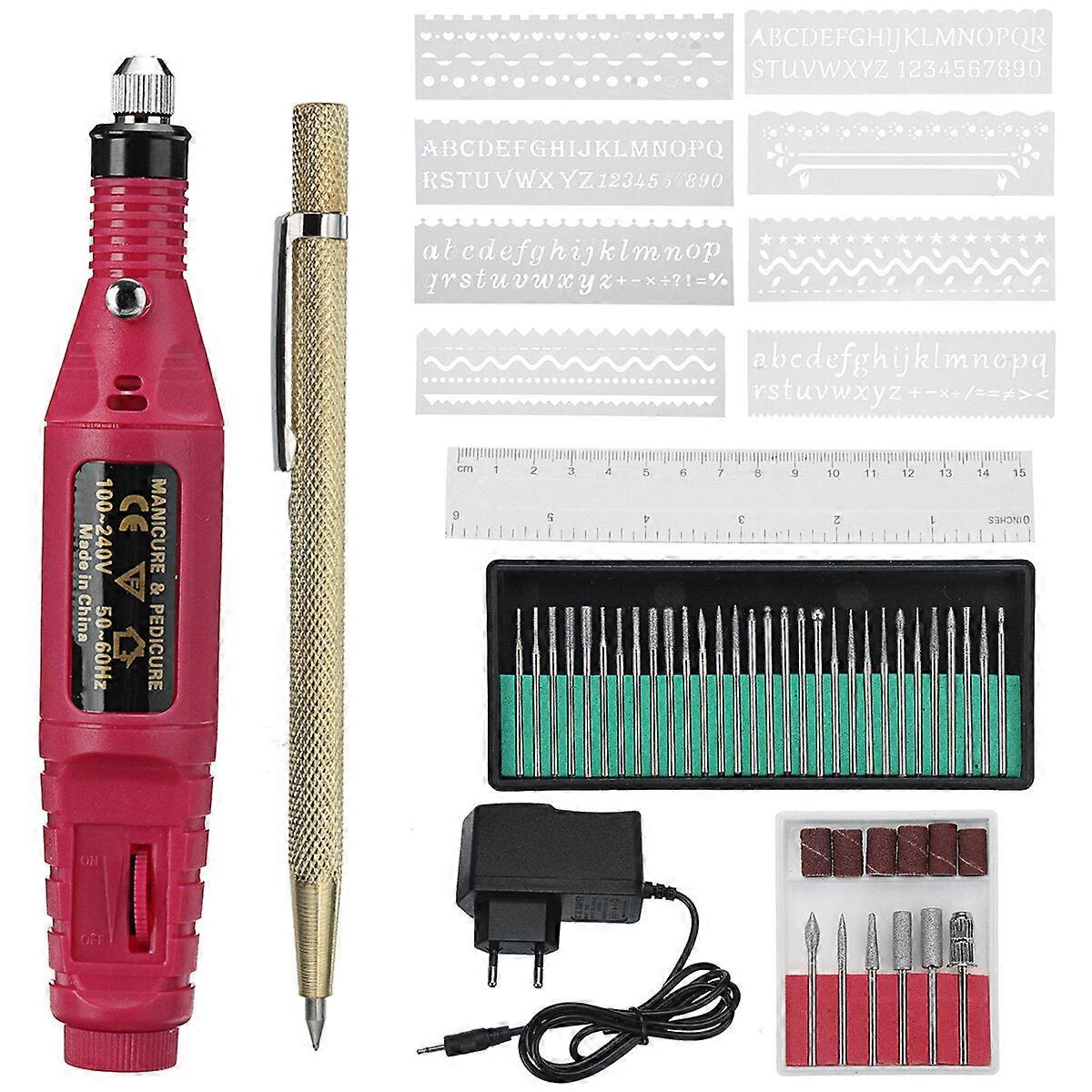 12V 54pcs Electric Engraving Pen Kit Regulated Speed Mini Diy Etching Drilling Polishing Pen For Jewelry Diamond Wood