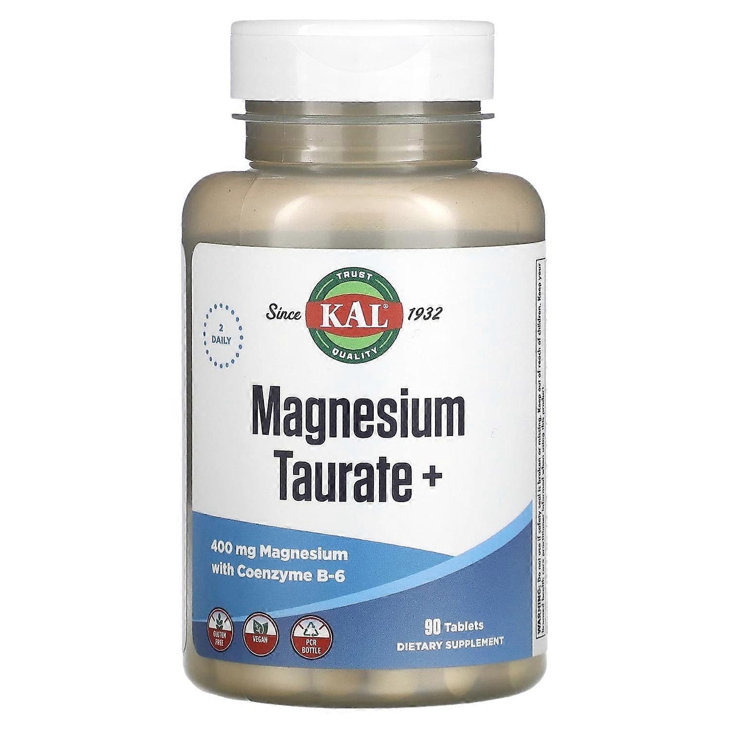 KAL, Magnesium Taurate +, 400 mg, 90 Tablets (200 mg per Tablet)