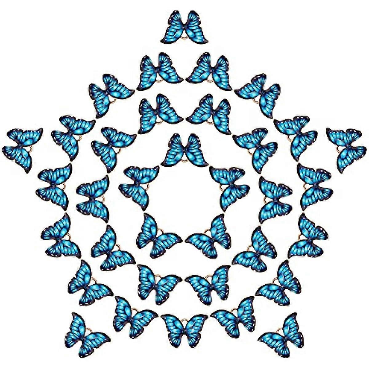 40pcs Butterfly Enamel Pendant Charms Alloy Butterfly Charms for DIY Making Necklace Earrings Bracelet Craft Findings, Royal Blue