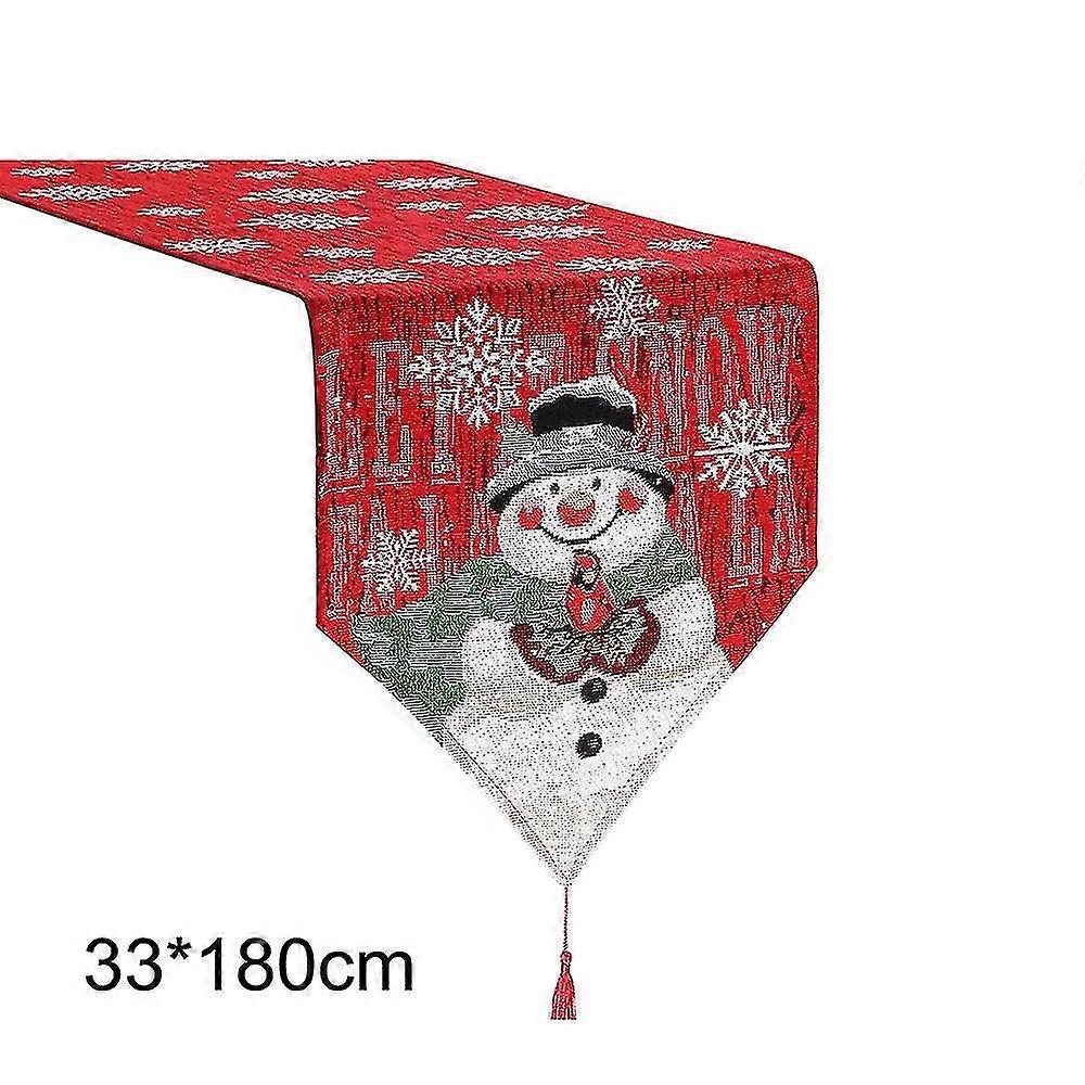 Christmas Table Runner,embroidered Snowman Table Runner For Decorate Dining Table And Coffee Table
