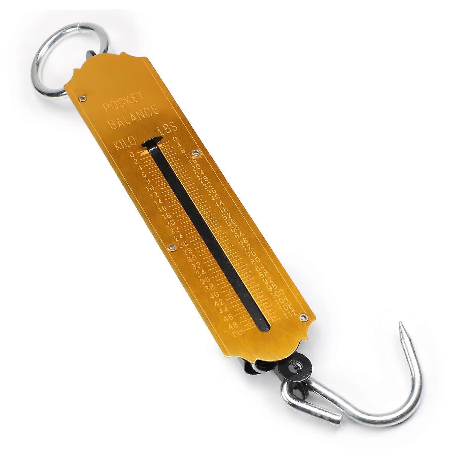 Spring Balance Hanging Hook Handheld Metal Weighing Scale Kilo & LBS 50KG