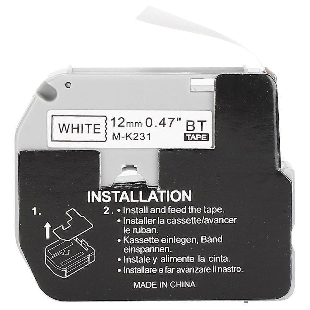 Label Tape Ribbon for Brother Printers M K231/631 PT-65/90/80(mk12mm black on white)