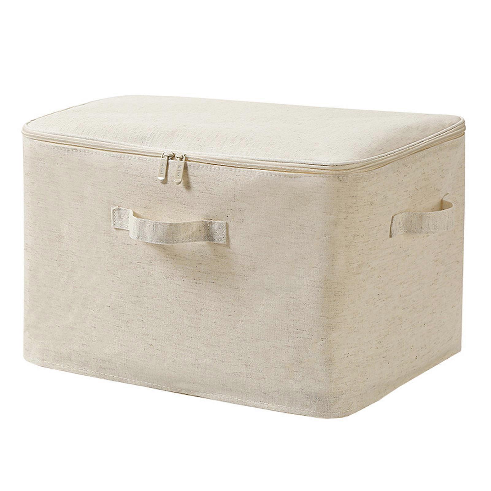 Linen Fabric Storage Box Cube Double Zipper Closure Storage Box for Comforters Bedding and Toys