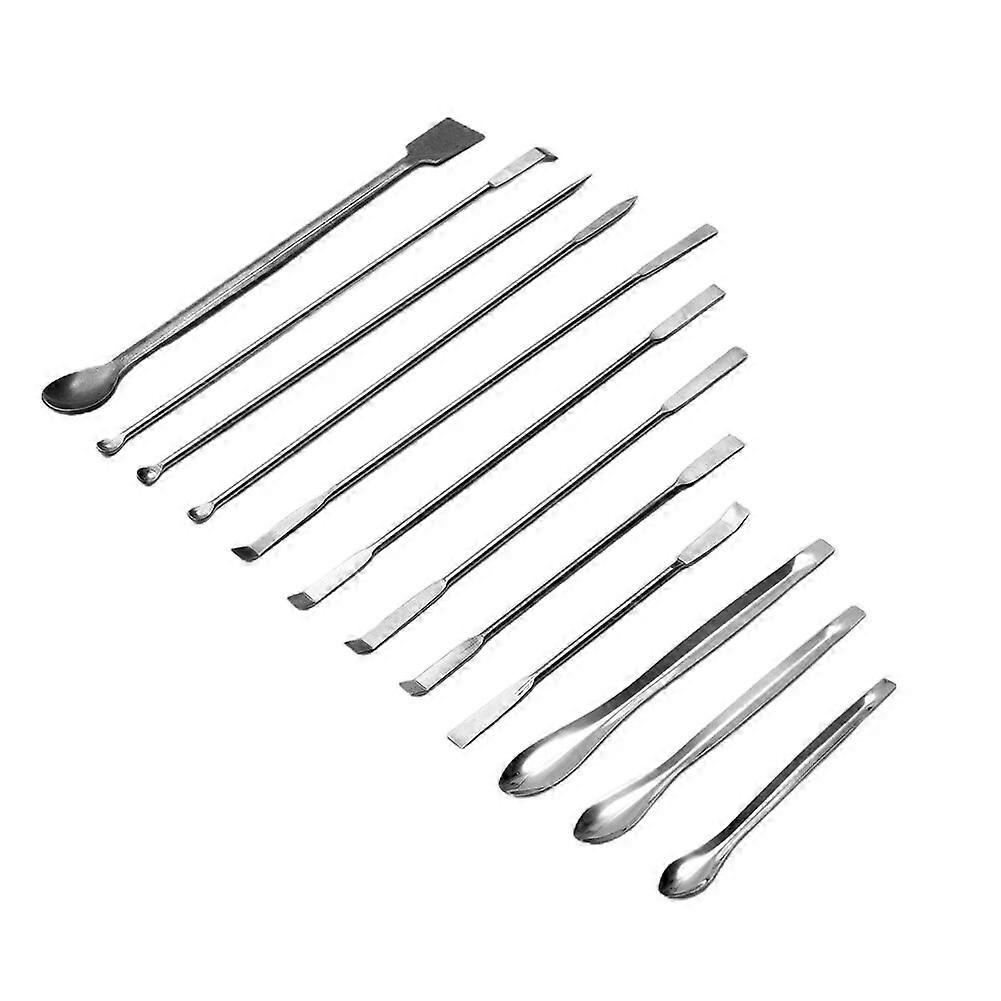 12Pcs Stainless Steel Lab Spatula Micro Spoon Laboratory Equipment Sampling Spoon Mixing Spat Measuring Spatula Scoop
