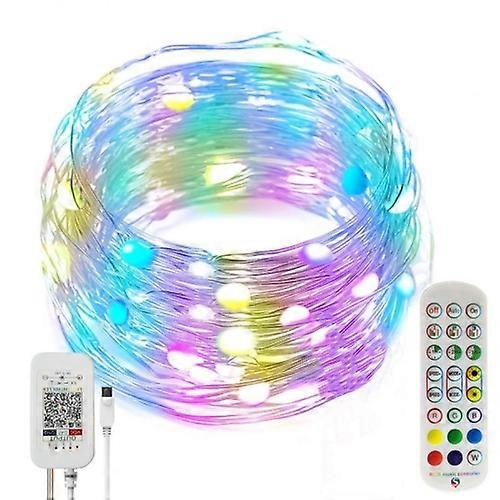 USB 5V Music Infrared Remote Control Magic Color Copper Line String Lights, Length: 15m