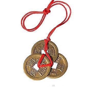 MaoNativey 5 Set Monete Cinesi Fortuna Moneta Portafortuna Monete Feng Shui Monete Nodo I-Ching Monete Tradizionali Stringa Rossa Filo Portafortunaper Ricchezza e Successo