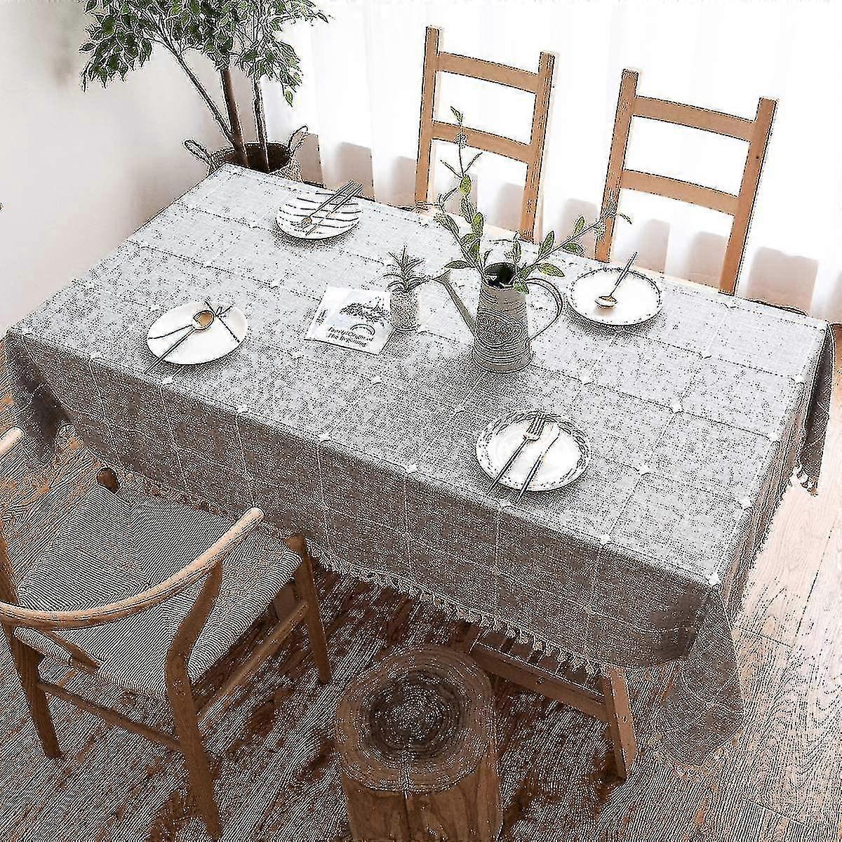 Wabjtam Splice Dustproof Tablecloth, Rectangular Pompom Tablecloth, Tablecloth For Kitchen Table And Coffee Table Decoration