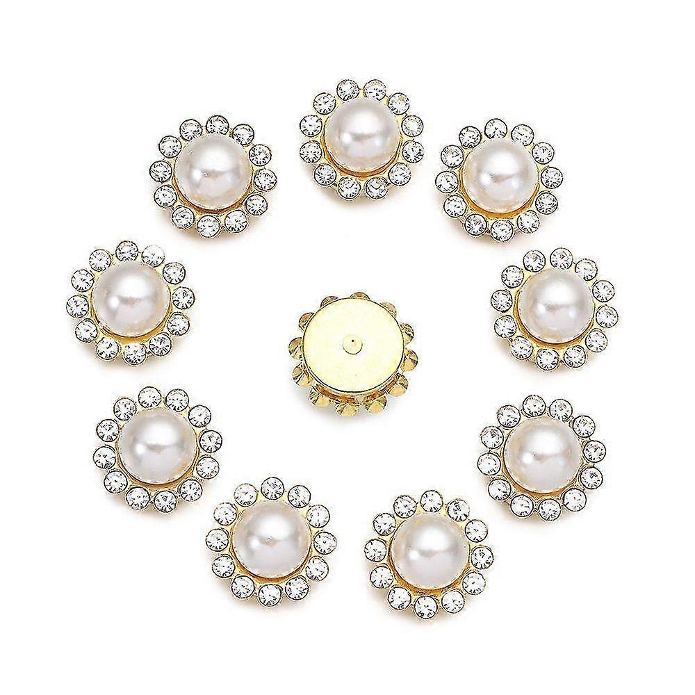 10pcs Flower Pearl Button Crystal Hat Accessories Rhinestone Buttons Apparel