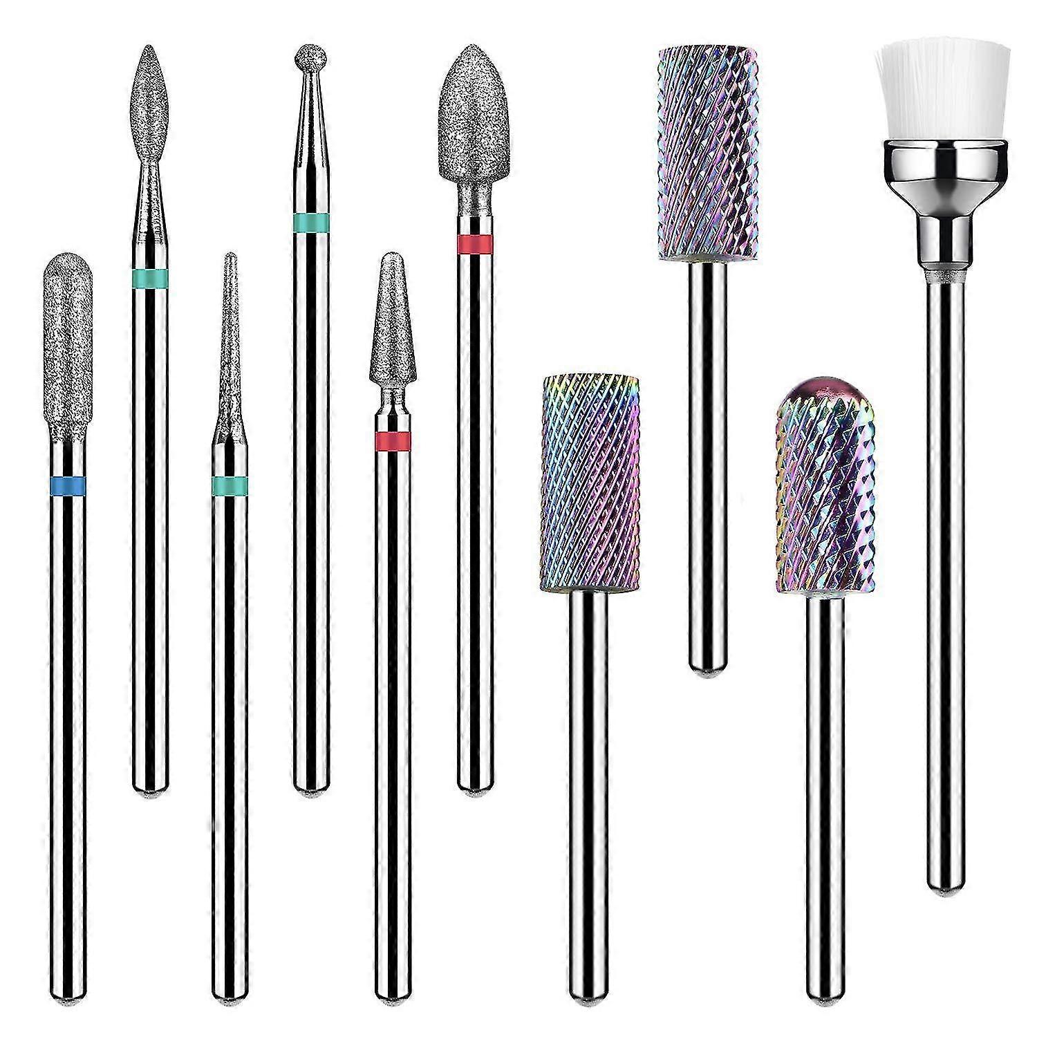10-piece Nail Polishing Tungsten Dazzling Alloy Set Nail Polish Remover Tool Polisher Accessories Nail Drill Bit Grinding Head10pcsdazzling