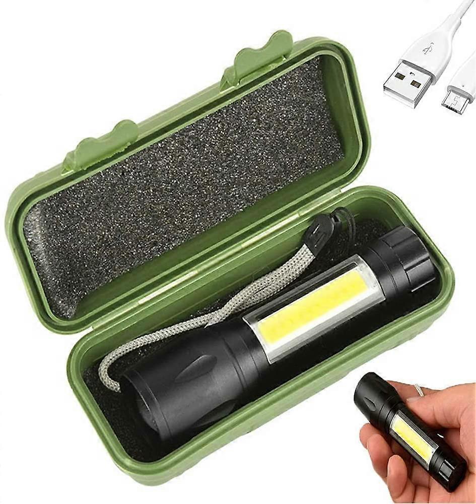 2pcs Zoomable USB Rechargeable Tactical Flashlight, Super Bright LED Flashlight