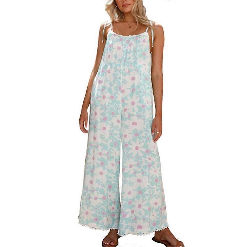 Jumpsuits for Women Loose Casual Sleeveless Adjustable Strap Stretchy Wide Leg Rompers with Pockets
