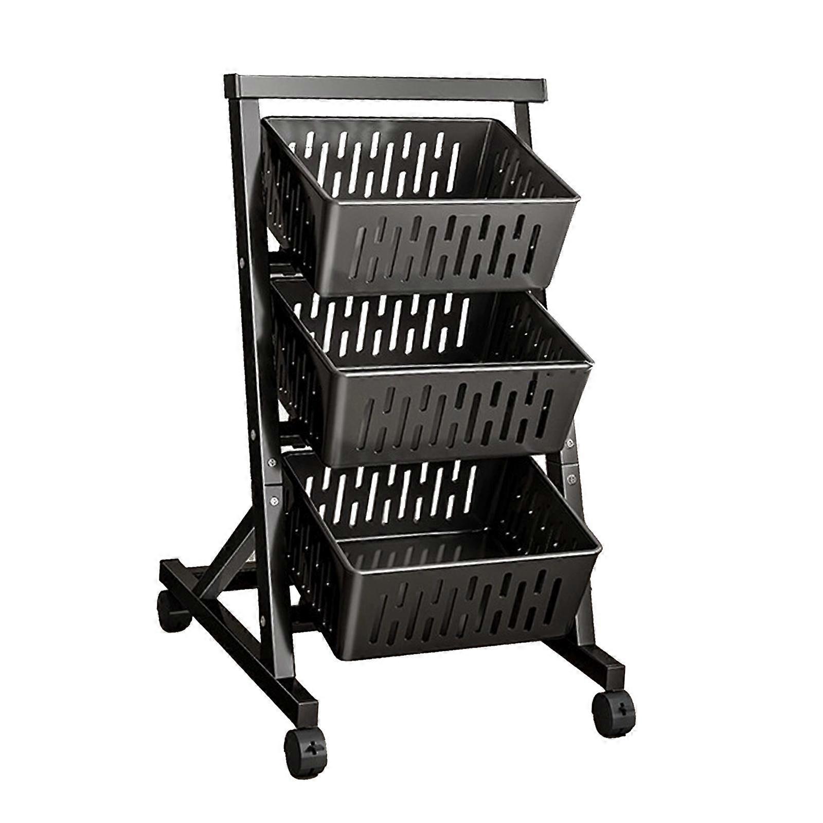 עגלה מתגלגלת עם גלגלים עגלת אחסון מטבח מתכת לסלון חדר אמבטיה שורה אחת 3 שכבות