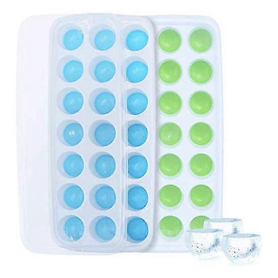 2 Pieces Silicone Ice Cube Trays with Lid Semicircle Shape