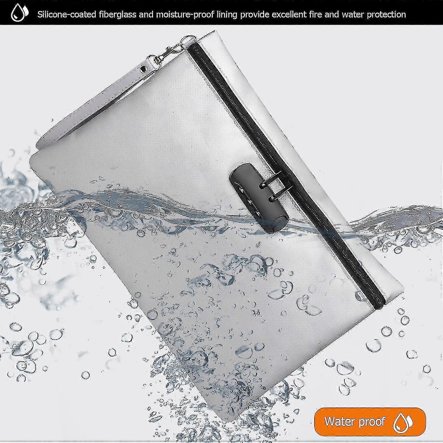Fireproof Document Bag Waterproof Money Bags Fire Safe Storage Pouch With Combination Lock Cash File