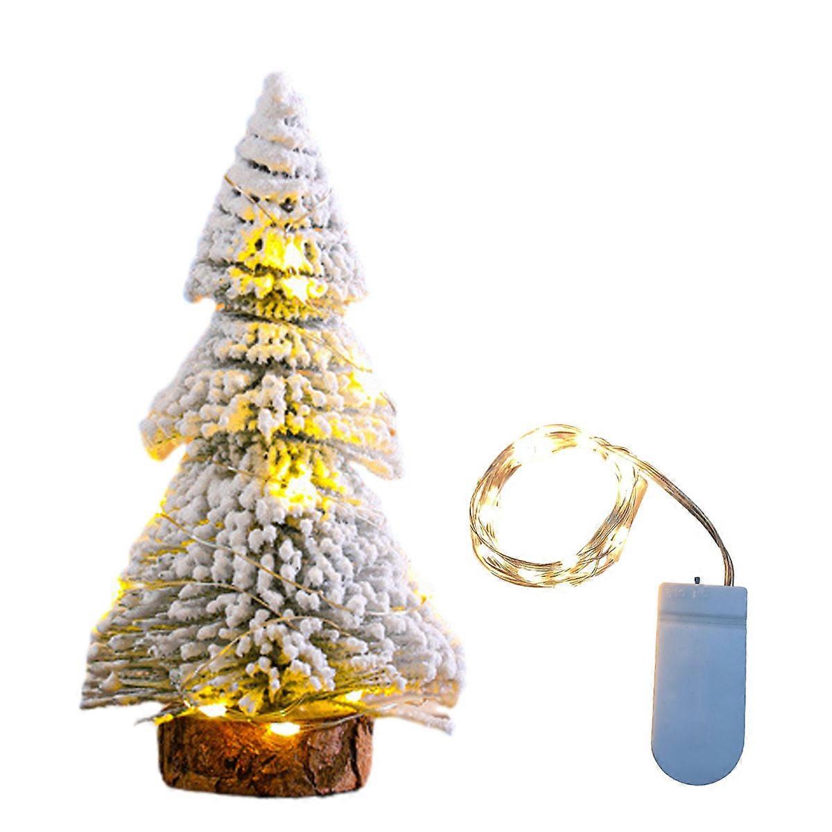 1 beflockter Zedernbaum mit Lichtern Desktop Weihnachtsbaum Ornament Weihnachtsschmuck