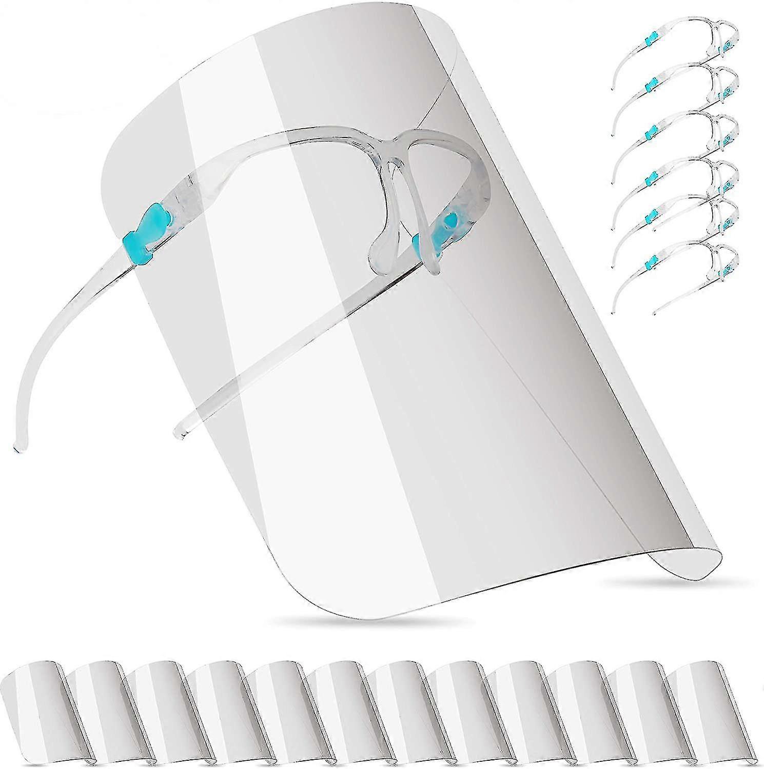 Transparent Protective Visor, With 12 Visors 6 Glasses Frames