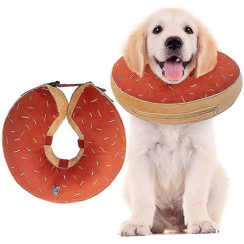 Dog Inflatable Collar Washable Cute Donut Design Protective Recovery Collar For Dog Adjustable Pet Recovery Cone After Surgery