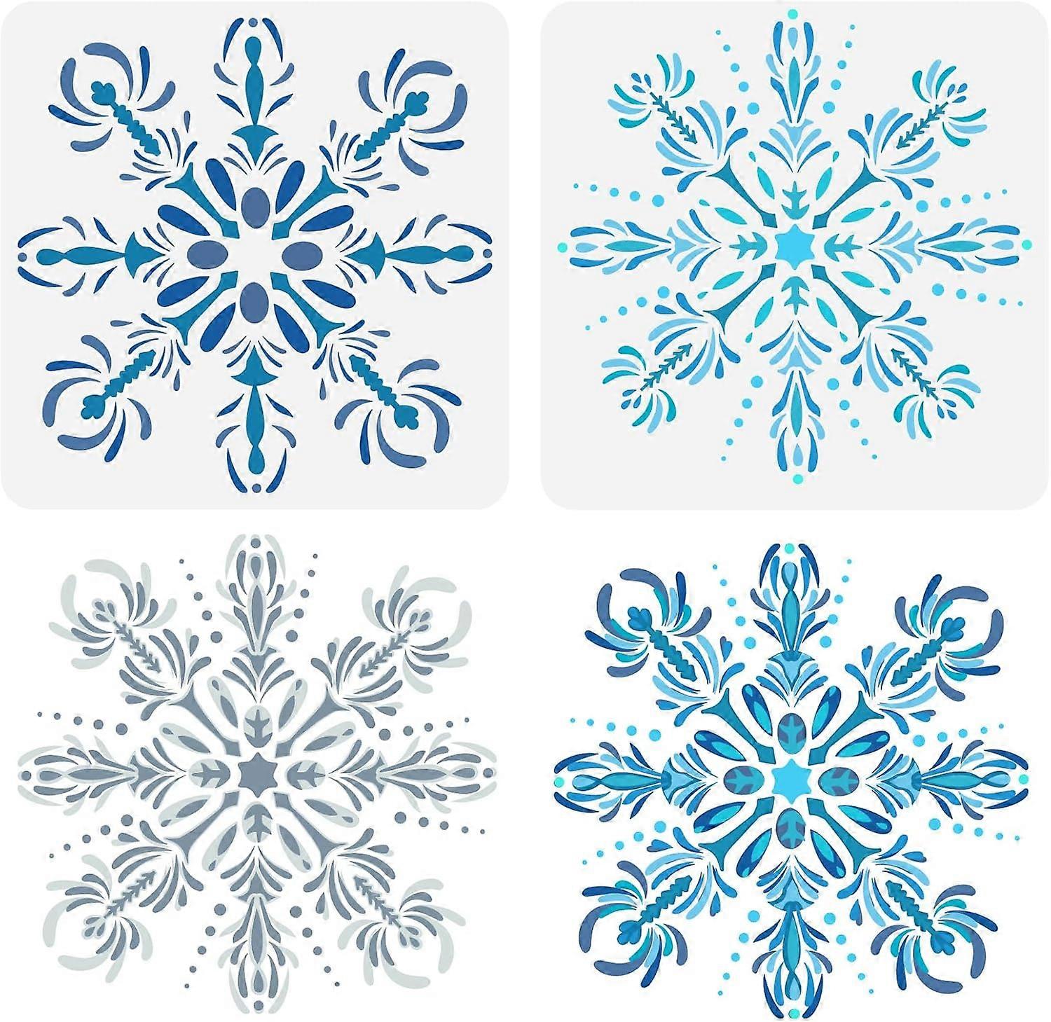 2 PCS Layered Snowflakes Stencil for Painting 11.8x11.8inch Reusable Snowflakes Pattern Drawing Template Christmas Theme Stencil for DIY Painting Draw
