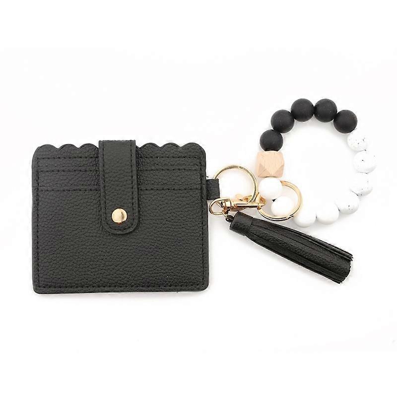 Bracelet Wallet With Keychain, Color: Black