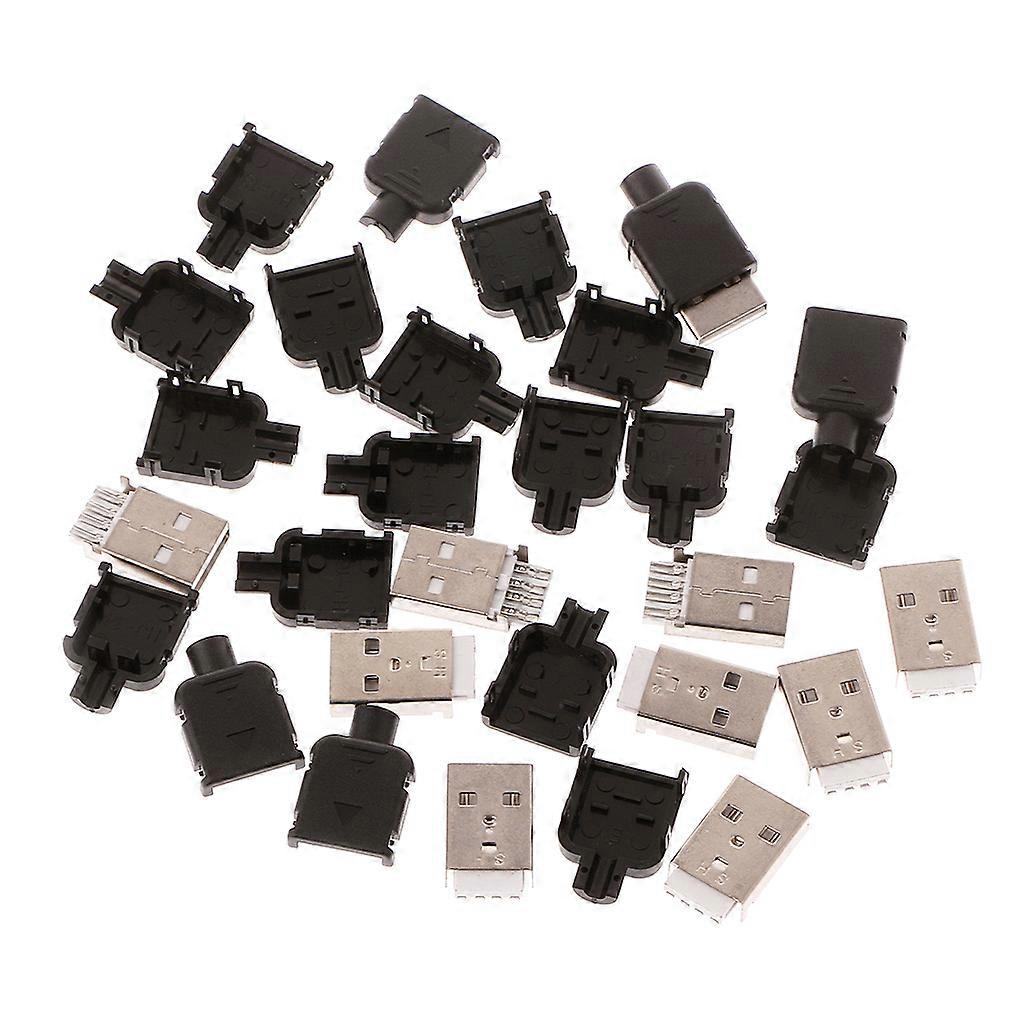 10Sets Type A USB 4 Pin Male Socket Kit Connector Plug Termination Plastic for S