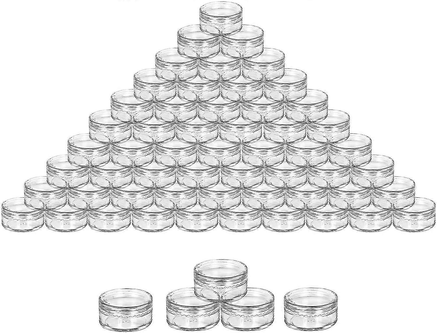 50 قطعة حاوية مستحضرات التجميل 5g / 5ml البلاستيك الشفاف حاوية مستحضرات التجميل فارغة الجرار الصغيرة ، الجرار البلاستيكية الفارغة الجرار مستحضرات التجميل مع حاويات دي واضحة