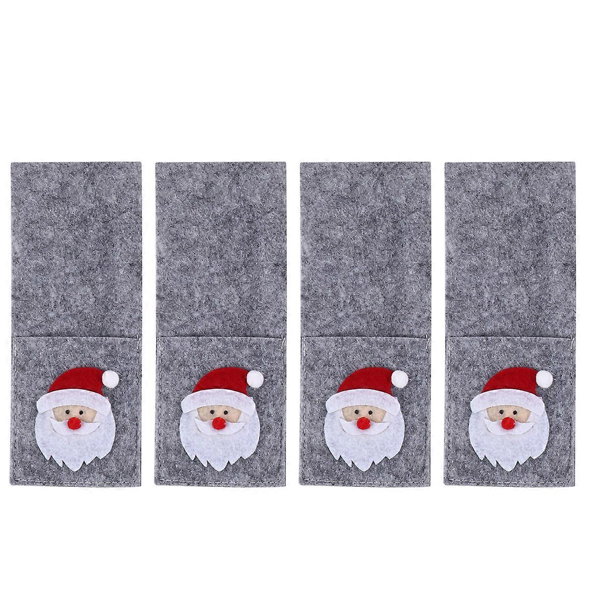 4Pcs Christmas Square Tableware Cover Dinner Tool Suit Adorable Table Ornament