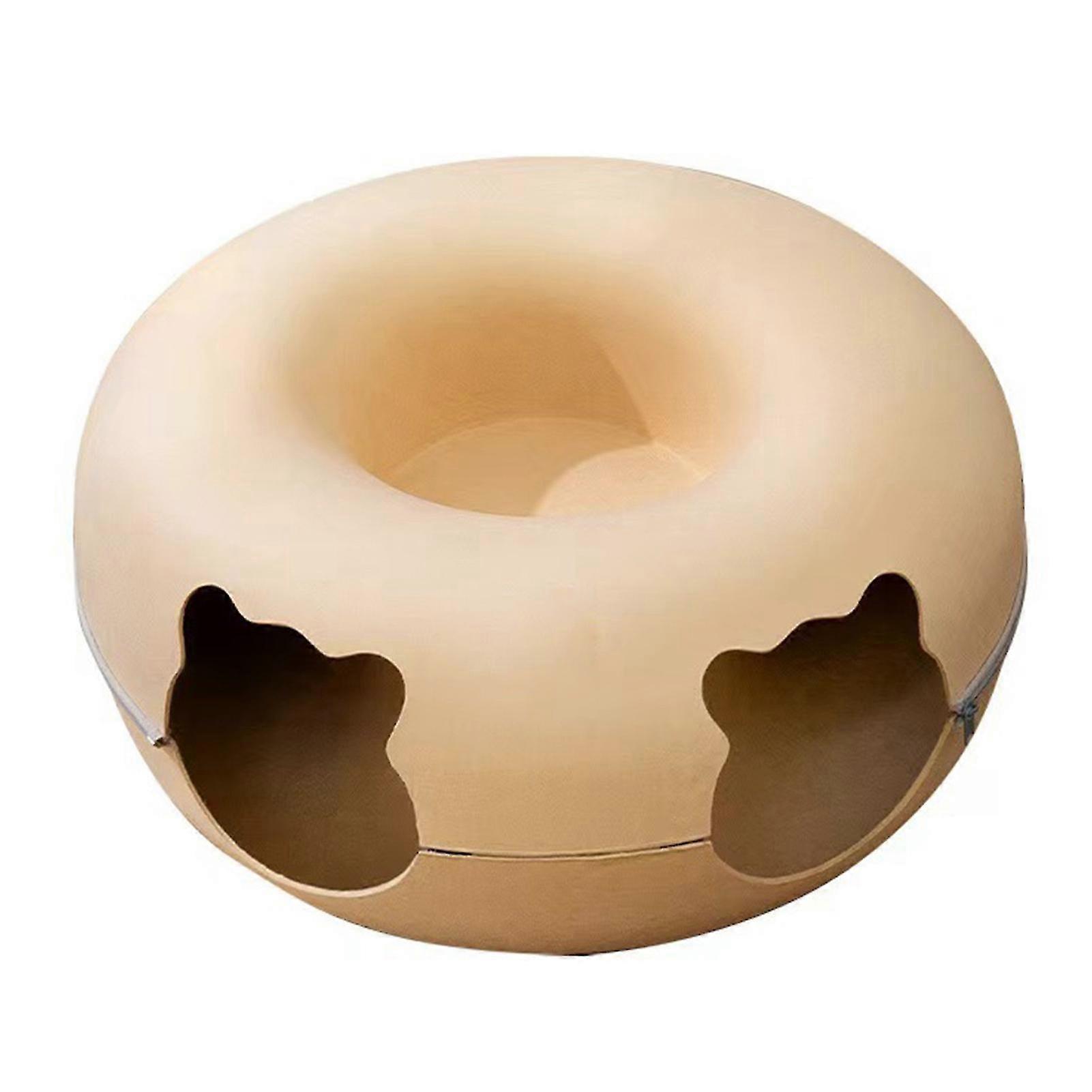 Cat Tunnel Bed - Removable Washable Felt Carve Bed with 2 Ventilated Windows Zipper Closure - S 50x50x20cm 19.7x19.7x7.9in