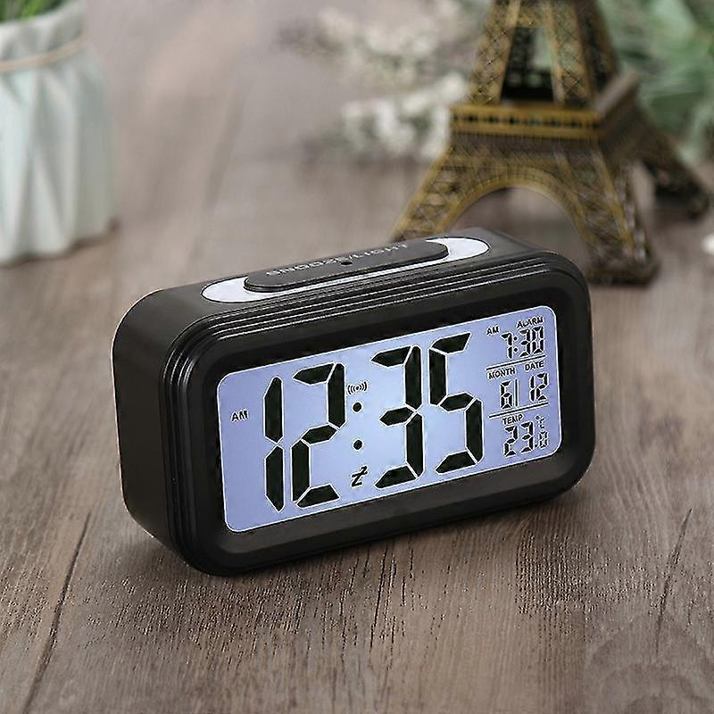 Reisewecker - Digitaluhr mit Groem Lcd-οθόνη, Kalender, Schlummer- und Temperaturanzeige - Schwarz-
