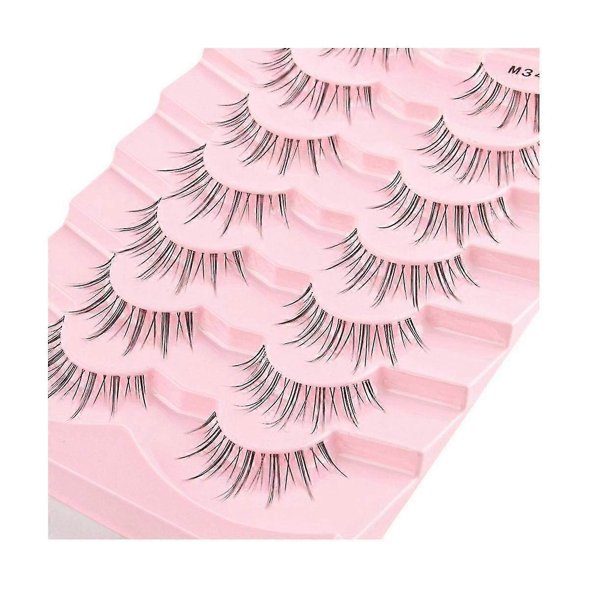 Half Eey Lashes 7 Pairs Faux Lashes Transparent Stems Natural Long Eyelashes Reusable False Eyelashes 3d False Lashes, 8