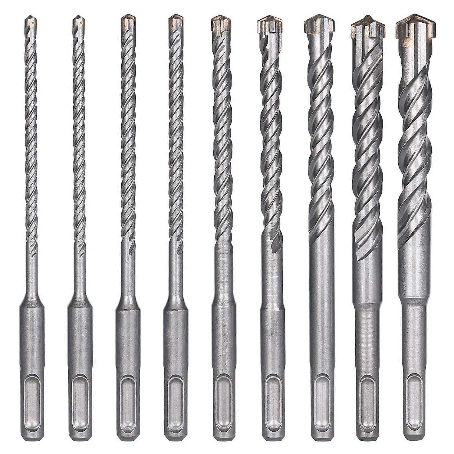 Concrete Drill Bits, 9PCS (5mm~16x160mm) Tile Drill Bit, SDS-Plus Electric Hammer Drill Bit for Hole Punch, Cross Drill Bits