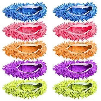 Mop Hausschuhe, Mikrofaser Bodenreiniger Fuß Socken Schuhabdeckungen Staub Mop Hausschuhe Duster