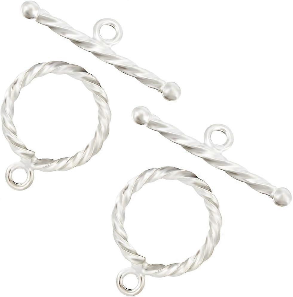 2 Sets Sterling Silver Toggle Clasps with 925 Stamp Ring Silver Ring: 16x12x1.5mm Hole: 1.5mm Bar: 20x5x2mm Hole: 1.5mm