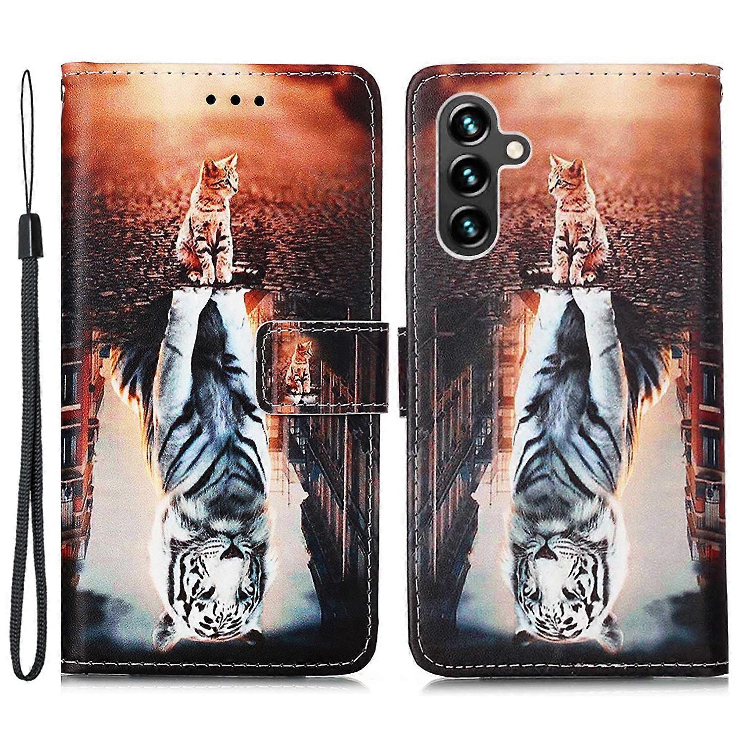 YB Pattern Printing Leather Series-4 for Samsung Galaxy A54 5G PU Leather Wallet Stand Phone Case Overall Coverage Inner TPU Cover