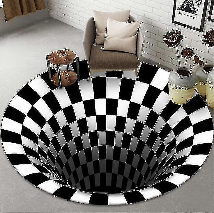3d Vortex Illus Rug, Round Carpet, Non-slip Doormat Floor Pad
