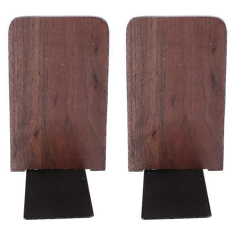 2pcs Multi-functional Black Walnut Book Block Creative Thickening Solid Bookends Book Organiser For Home Office