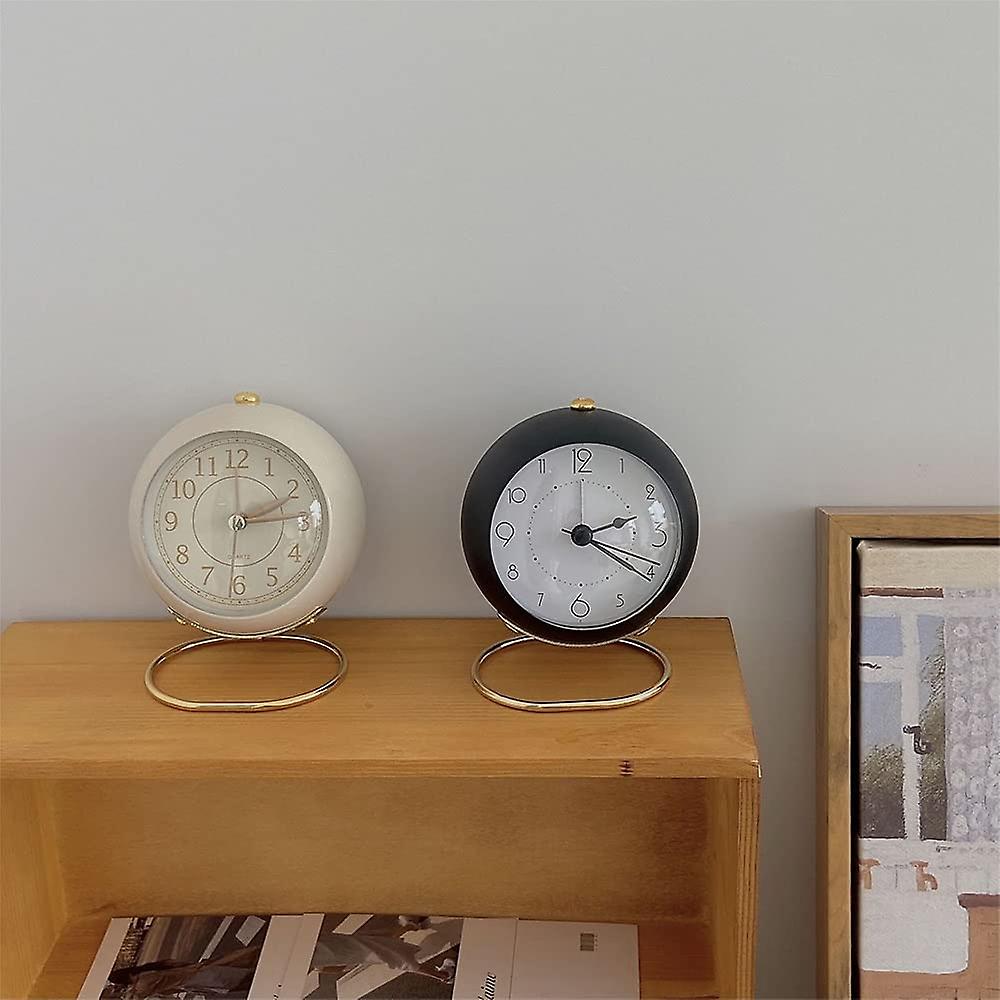 Alarm Clock Cream Color Desk Clock Nordic Style Bedroom Clock Retro