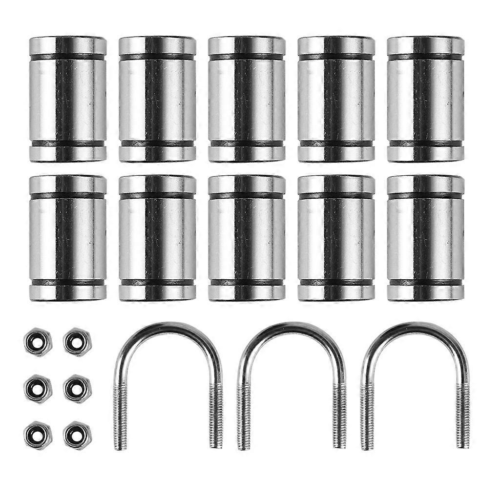 10Pcs LM8UU Linear Ball Bearings,24mm Length with Double Side Rubber Seal 1 Set