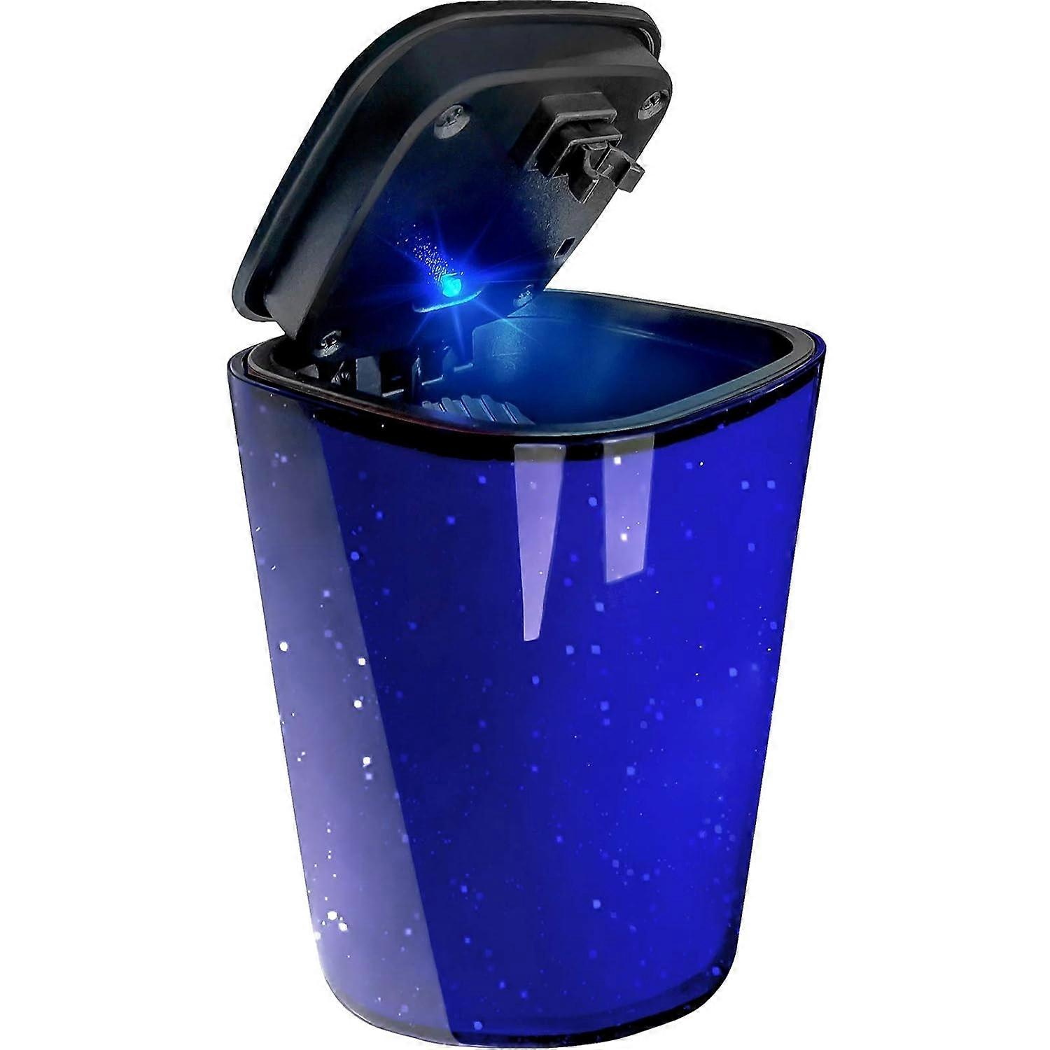 Mini Car Trash Can with Lid ,Bling Automotive Garbage Can Cup ,Cute Coin Holder for Car (BLUE)