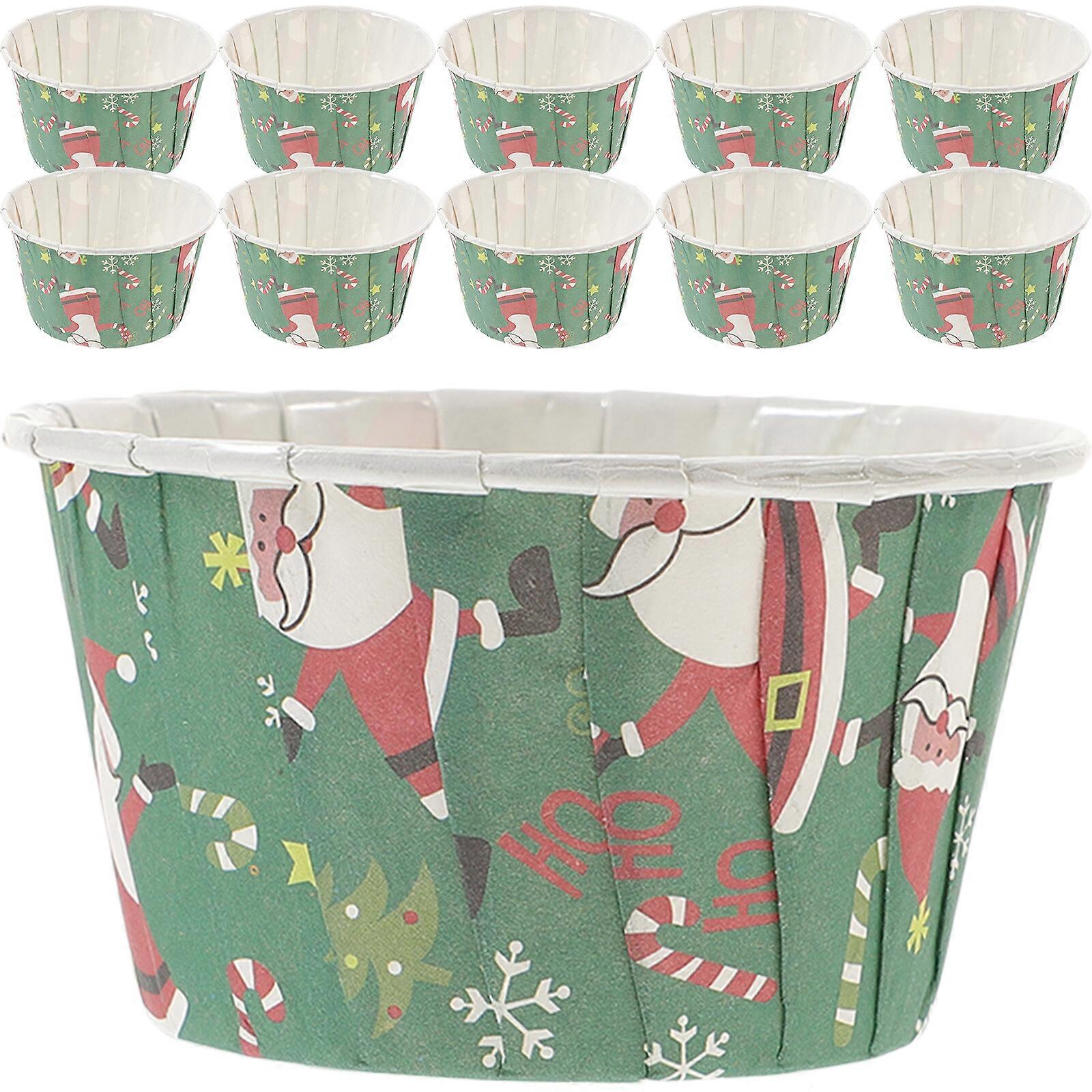 100pcs Cupcake Baking Wrappers Xmas Printed Pattern Muffin Liners Dessert Baking Paper Cups