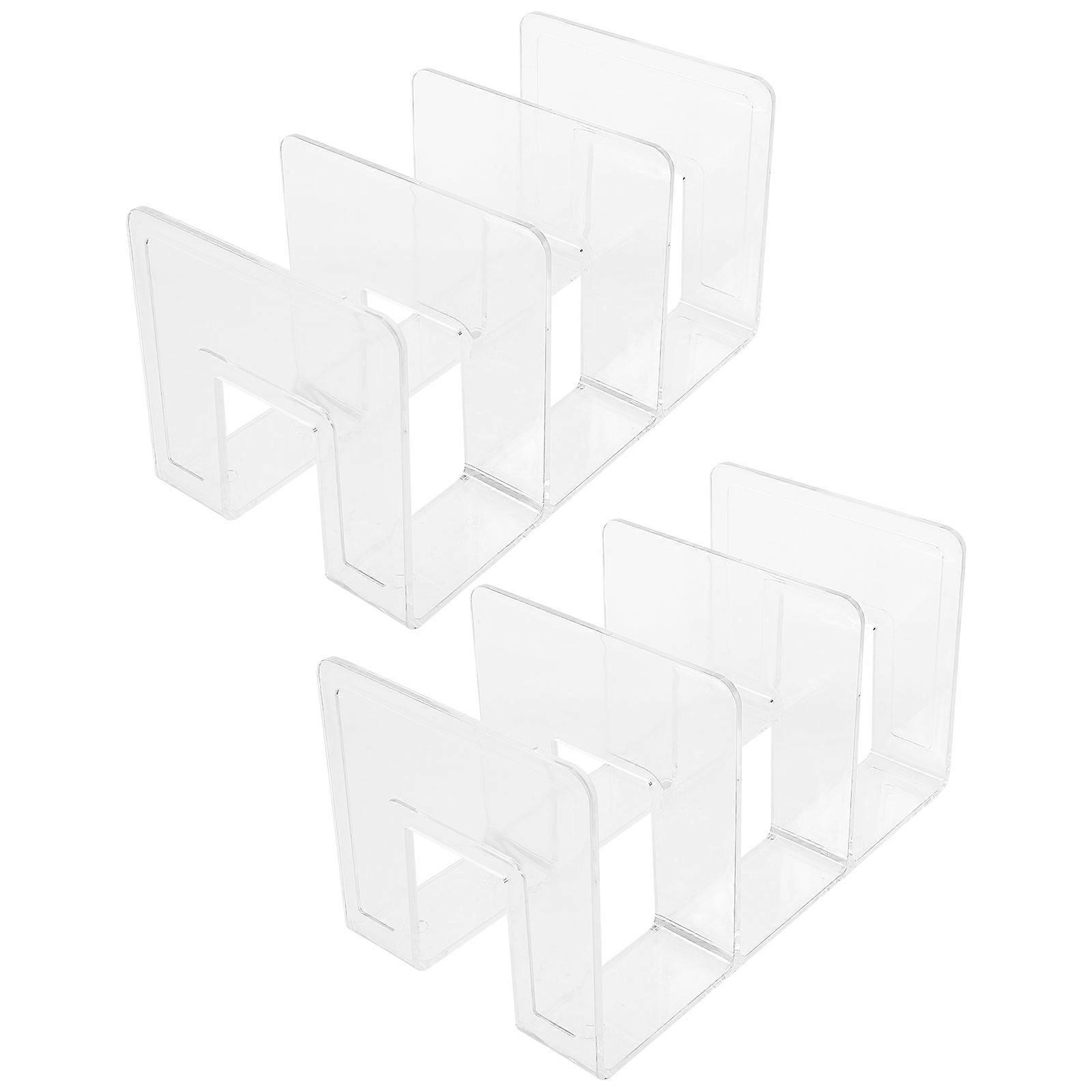 2Pcs Tabletop Book Organizer Document Storage Stand Table Bookend Book Stand Acrylic Book Support