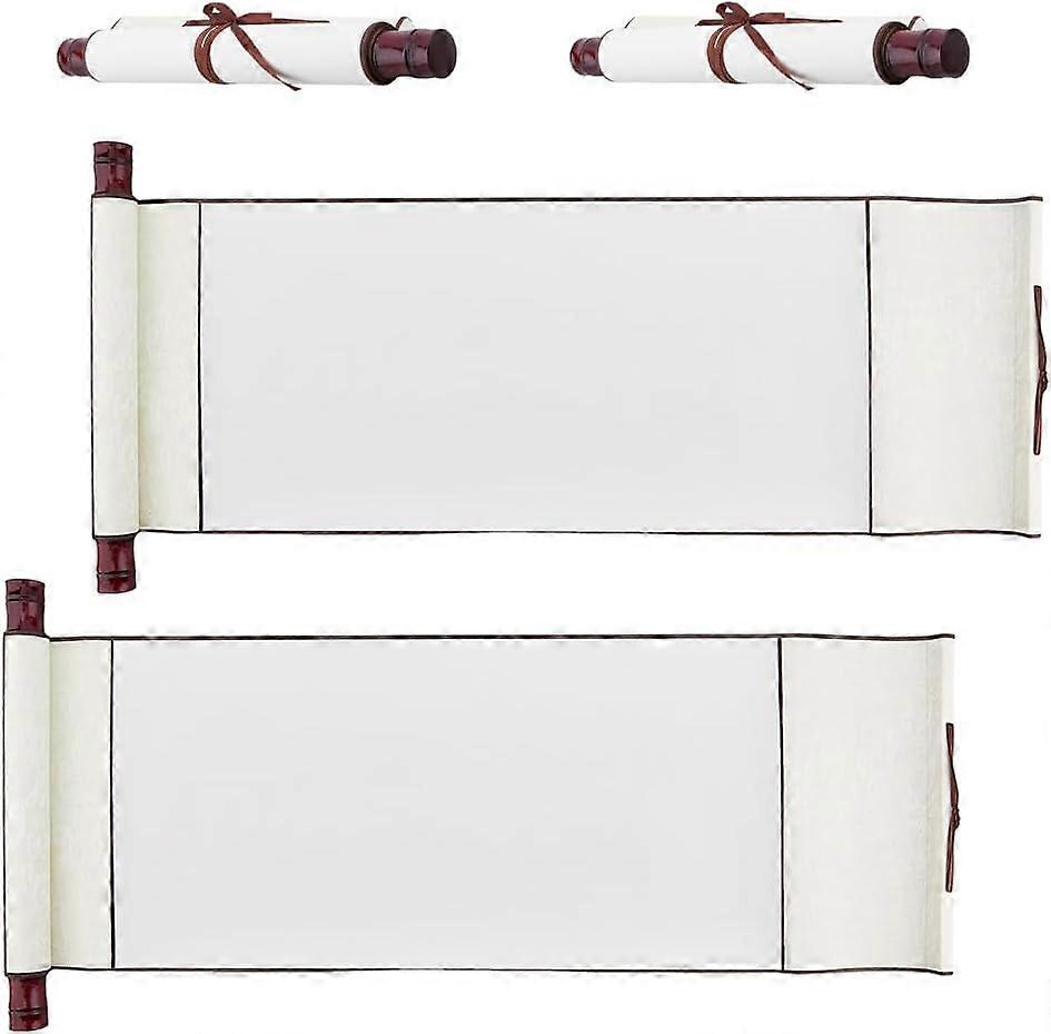 DIY 4Rolls Blank Paper Scrolls with Wood Rods Blank Painting Scroll Long Aged Blank Scroll on Wood Rods for Naughty or Nice List Writing Calligraphy 1