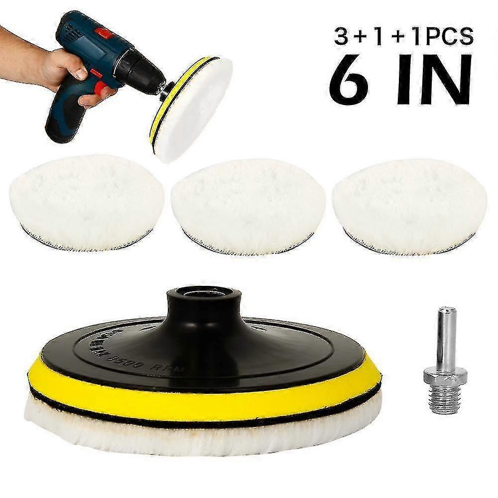 5Pcs Car Polisher Gross Wool Wheel Mop Polishing Pads For Drill Buffer Waxing-MXBC