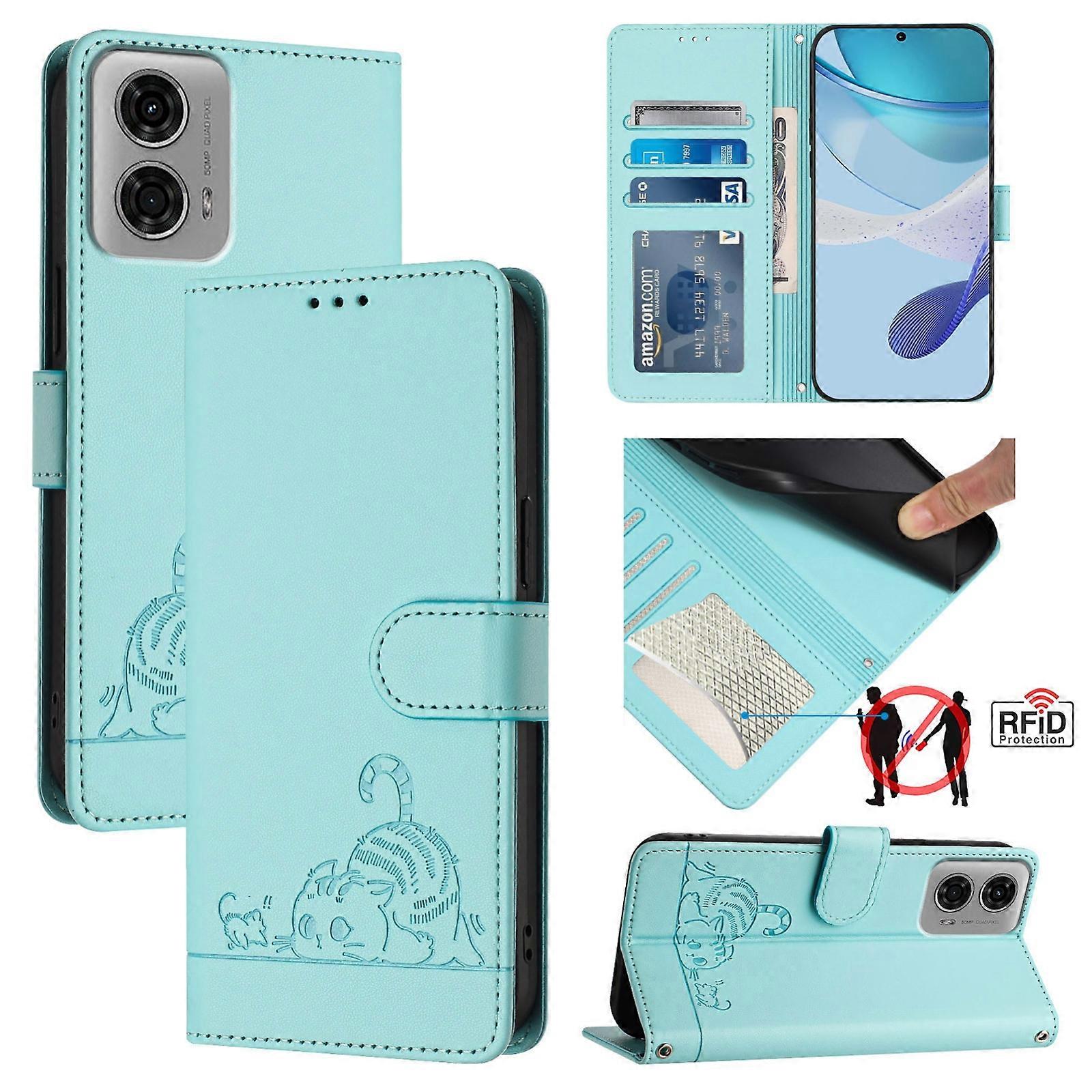 Cat Pattern PU Case For Motorola Moto G24 4G Global