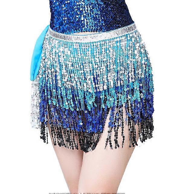 Belly Dance Hip Skirt Tassel Scarf Sequin Wrap Rave Costume